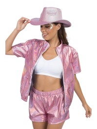 SET JACKE UND SHORT SCHILLERND ROSA 2 TEILE M