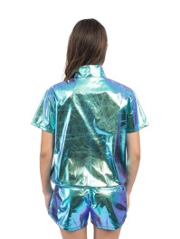 SET JACKE UND SHORT SCHILLERND BLAU 2 TEILE S
