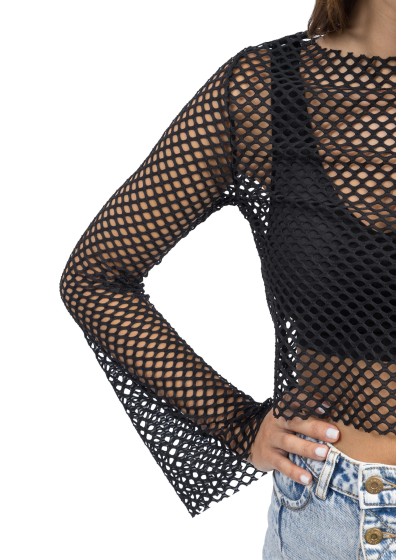 BLACK FISHNET TOP S-M
