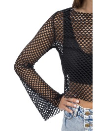 BLACK FISHNET TOP S-M
