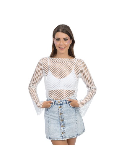 WHITE FISHNET TOP L-XL