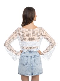WHITE FISHNET TOP S-M