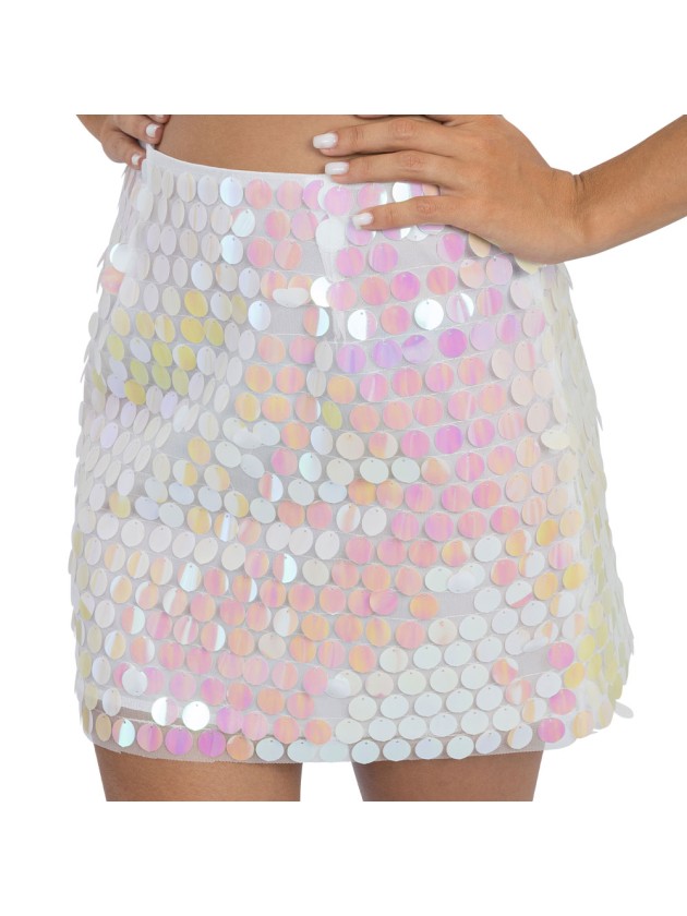 IRIDESCENT SEQUINS WHITE SKIRT M