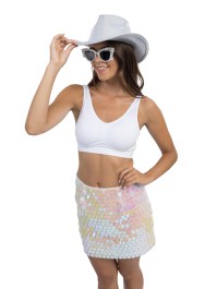 IRIDESCENT SEQUINS WHITE SKIRT M