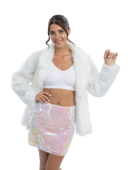 IRIDESCENT SEQUINS WHITE SKIRT M