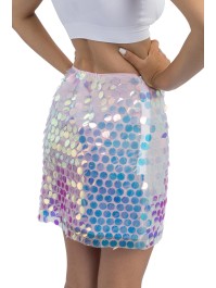IRIDESCENT SEQUINS PINK SKIRT S