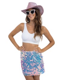 IRIDESCENT SEQUINS PINK SKIRT S