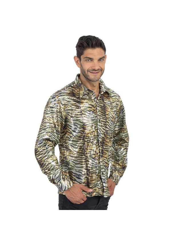 HEMD TIGER GOLD PAILLETTEN MANN L