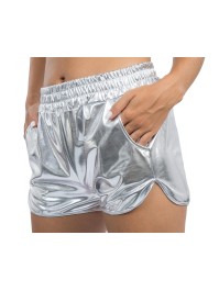 SILVER METALLIC SHORTS L