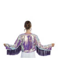 JACKE PAILLETTEN UND MANCHES FRANSENS VIOLETT SCHILLERND L
