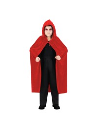 UMHANG KAPUZE SAMT ROT KIND 120CM