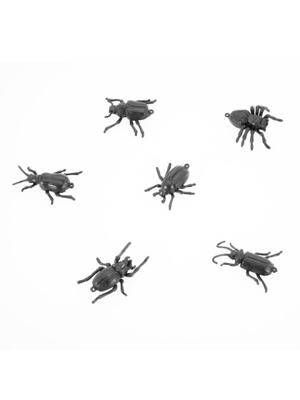 SET OF 6 BLACK PVC INSECTS 6CM X 4CM 