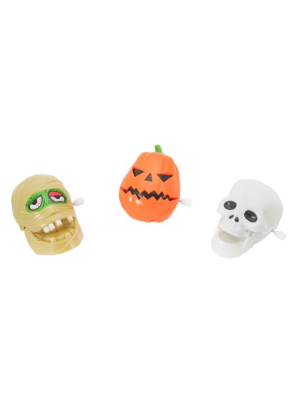 TETE HALLOWEEN A ROULETTES - 3 ASS 6CM X 5CM X 3.5CM - DISPLAY 12 PCS