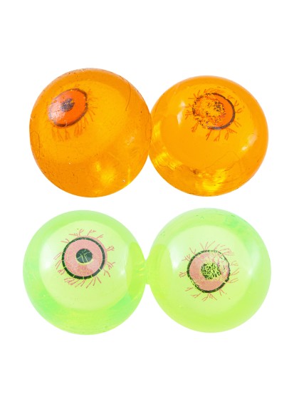 YEUX GLUANTS - 2 ASS ORANGE ET VERT DIA 3.5CM