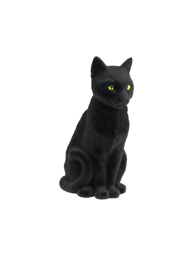 CHAT FLOQUE NOIR 16CM X 22CM X 34.5CM