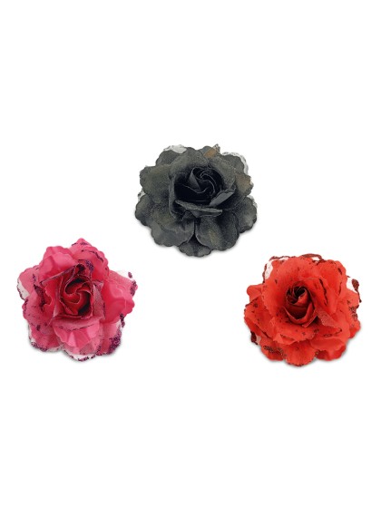 ROSE AVEC CLIP 3 COL ASS DIA 10CM