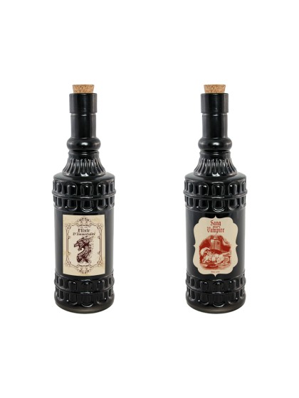 BOUTEILLE VERRE HALLOWEEN - 2 ASS DIA 6.5CM X 23CM