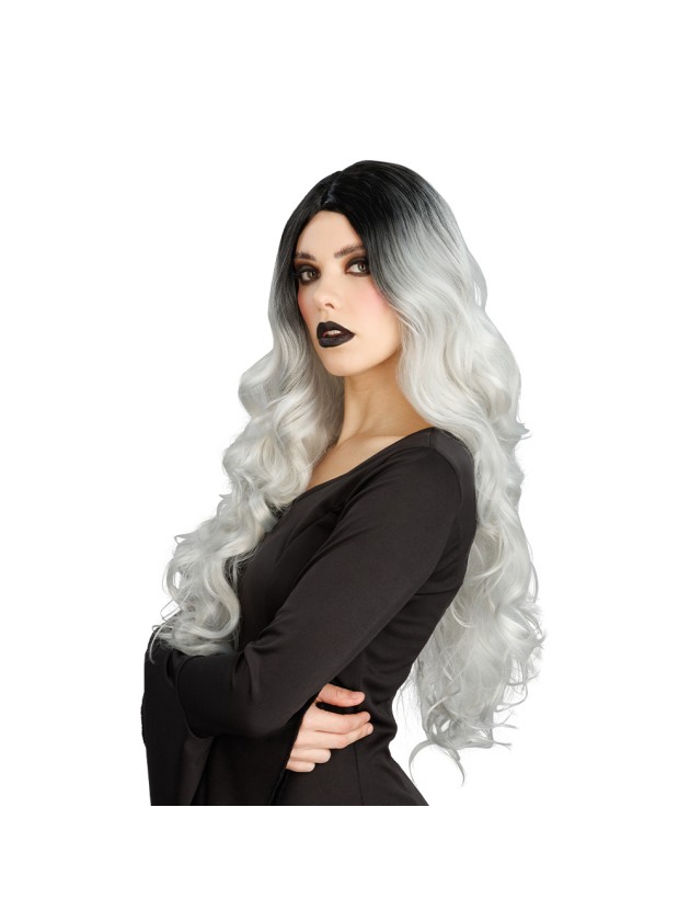 PERRUQUE DE SORCIERE GLAMOUR CHEVEUX GRIS OMBRE 65CM