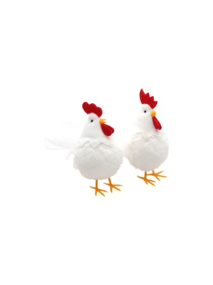 POULE BLANCHE - 2 ASS 7CM X 13CM X 15CM