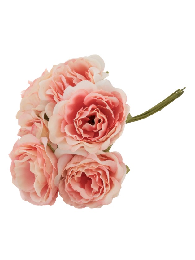 BLUMENSTRAUSS 6 PFINGSTROSEN ALT ROSA 9CM X 5CM X 14CM