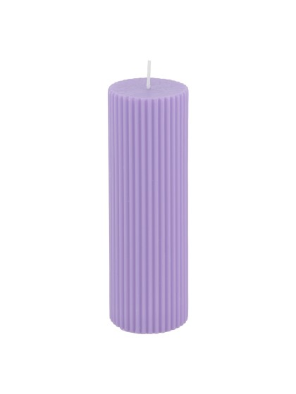 LILAC FLUTED PILLAR CANDLE DIA 5CM X 15CM