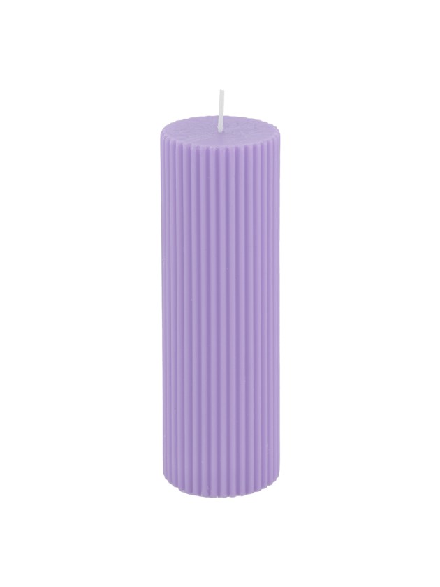 LILAC FLUTED PILLAR CANDLE DIA 5CM X 15CM