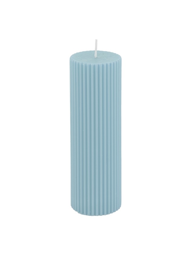SÄULENKERZE GERIEFELT BLAU PASTELL DIA 5CM X 15CM