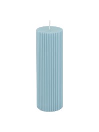SÄULENKERZE GERIEFELT BLAU PASTELL DIA 5CM X 15CM