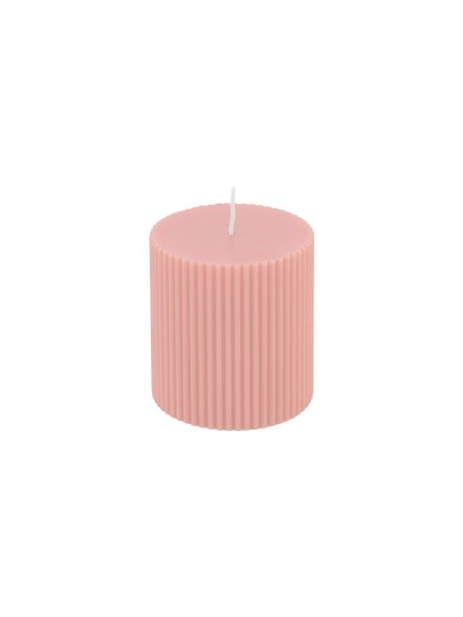 SÄULENKERZE GERIEFELT ROSA WATER DIA 7CM X 7.5CM