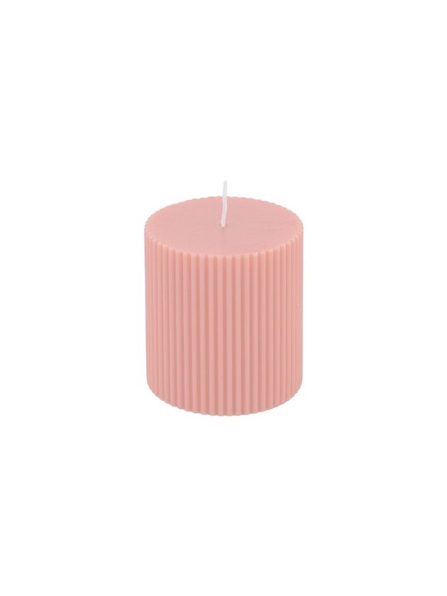 SÄULENKERZE GERIEFELT ROSA WATER DIA 7CM X 7.5CM