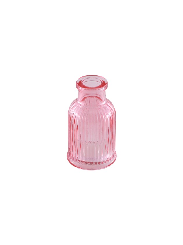 MINI VASE GLAS GERILLT ROSA BALLADE DIA 4.3CM X 7.4CM