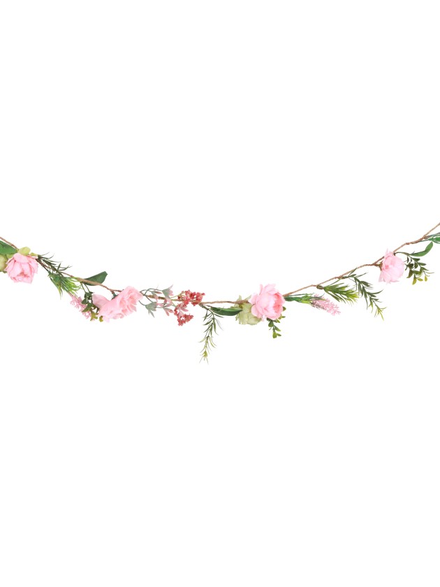 GIRLANDE BLUMEN ROSE/VERT 120CM