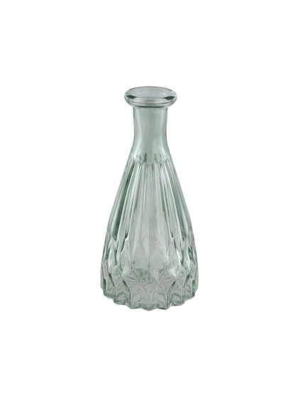 SAGE GREEN GLASS ALEXANDRINE VASE DIA 6.8CM X 14.5CM