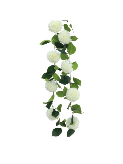 WHITE DAHLIA GARLAND 220CM