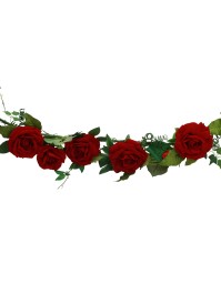 TISCHDEKORATION ROSA LUXUS SAMT ROT DIA 20CM X 2M