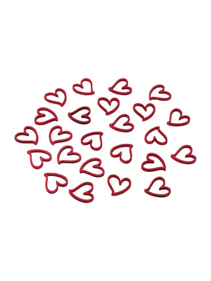24 CONFETTIS IN HOLZ HERZ ROT 2CM X 2CM X 0.1CM
