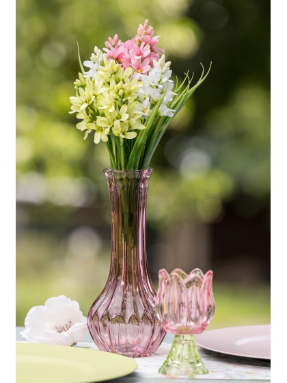 NYMPHEA PINK VICTORIA GLASS VASE DIA 10CM X 22.5CM