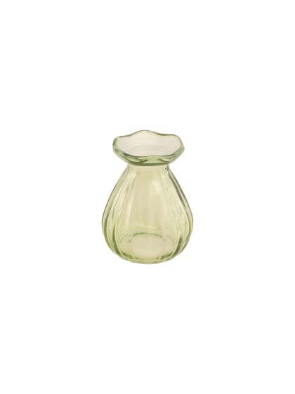 WATERLILY GREEN COROLLE MINI GLASS VASE DIA 7CM X 9CM