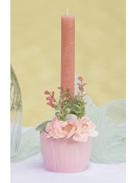 SET 2 NYMPHEA PINK TAPER RUSTIC CANDLES DIA 2.5CM X 25CM