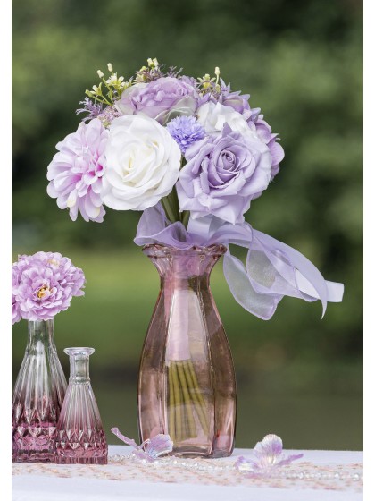 BOUQUET BUTTERFLY POURPRE/LAVANDE/VIOLET DIA 20CM X 32CM