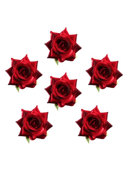 SET 6 ROSA EFFEKT SAMT ROT DIA 7CM X 4.5CM