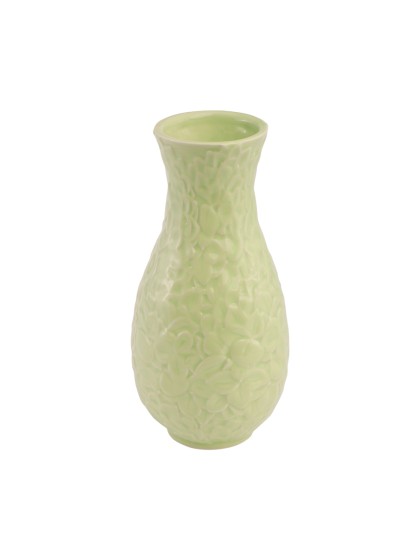 FAIRY POND EMBOSSED GREEN FLOWER CERAMIC VASE DIA 8.5CM X 18CM