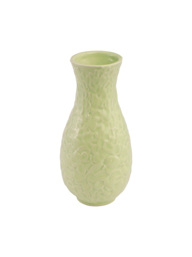 VASE KERAMIK RELIEF BLUME GRÜN FAIRY POND DIA 8.5CM X 18CM