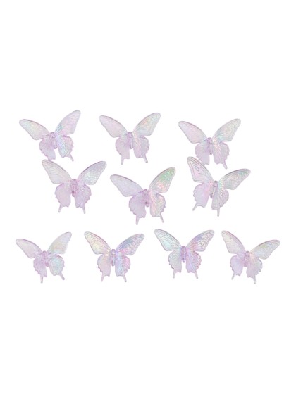 SET 10 SCHMETTERLINGE ACRYLIQUE SCHILLERND PARMA 4CM X 3.5CM X 1.3CM