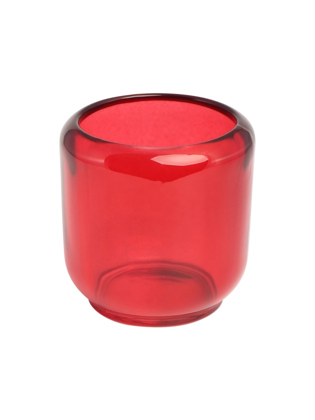 RED GLASS CANDLE HOLDER SOA DIA 8.5CM X 8.5CM