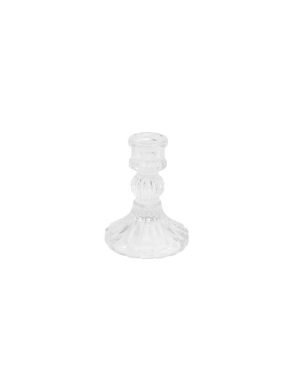 CLEAR GLASS VINTAGE TAPER CANDLEHOLDER DIA 8CM X 10.5CM