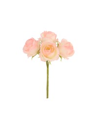 MINI BOUQUET 4 ROSES BLANC/ROSE TULIPE 9CM X 7CM X 12CM