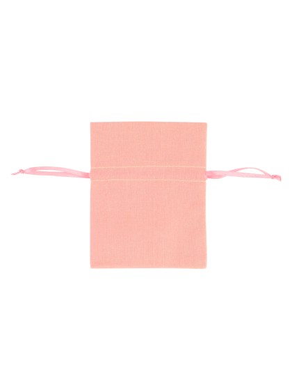 SET 4 BOURSES COTON ROSE TULIPE 8CM X 10.5CM