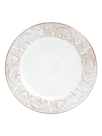 WHITE PP CHARGER PLATE EMBOSSED VIENNA DIA 33CM X 1.5CM