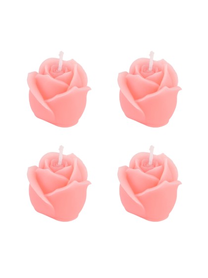 4 BOUGIES ROSES ROSE TULIPE 4.5CM X 4.5CM X 4CM